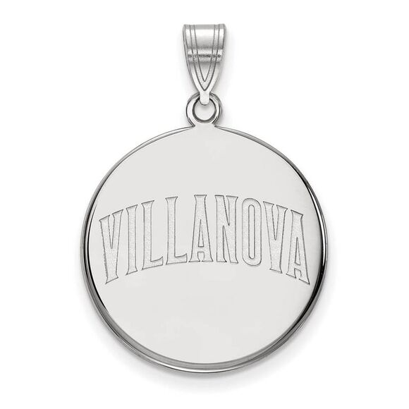 10k White Gold Villanova U. Large Script Disc Pendant
